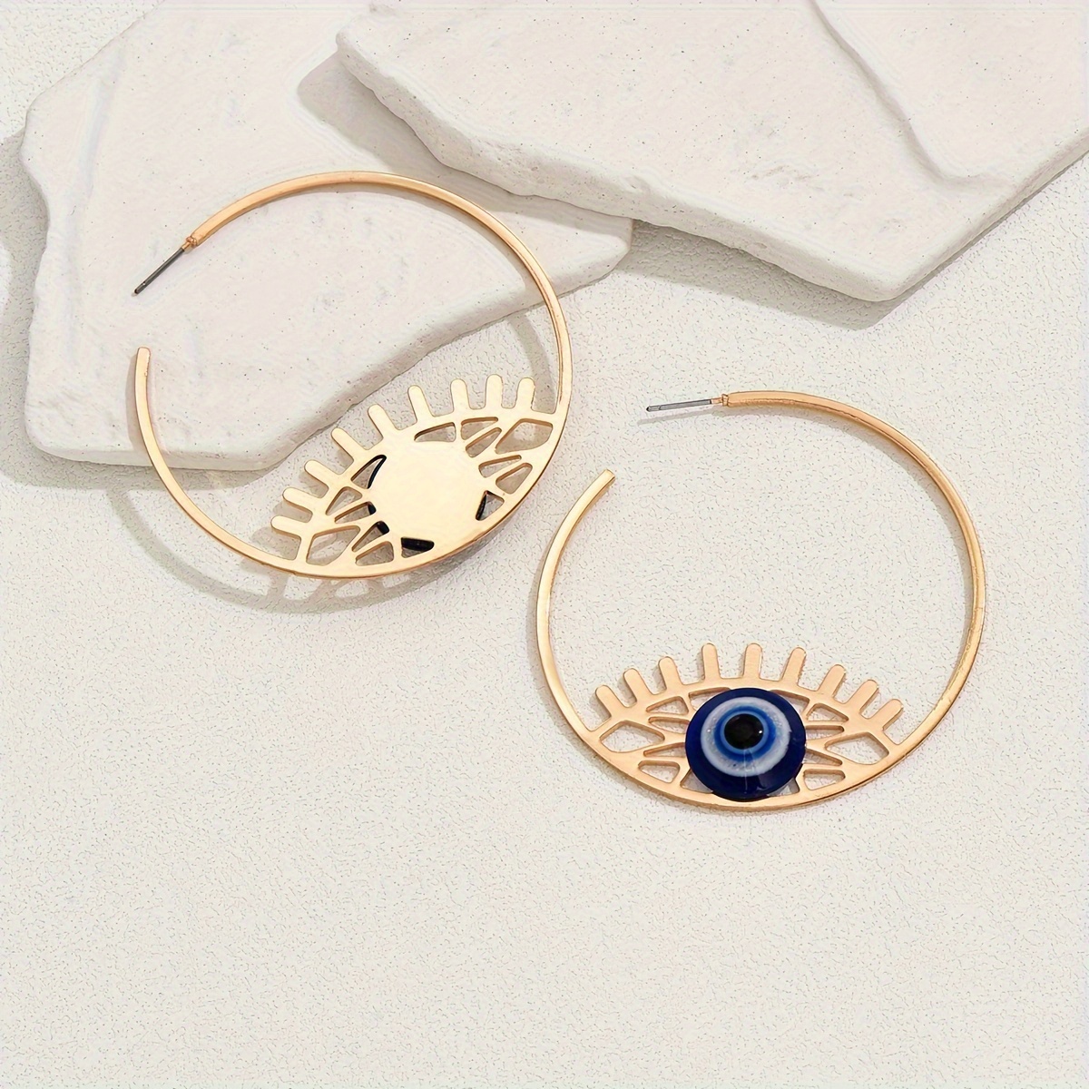 Geometric Hoop Earrings Devil Eye Decor